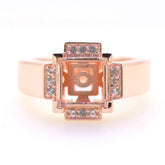 Art Deco Sterling Silver Semi Mount Ring Setting SQ Princess 8x8mm Syzjewelry